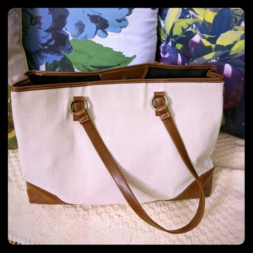 Coldwater Creek Cloth Leather Tote bag 3pc